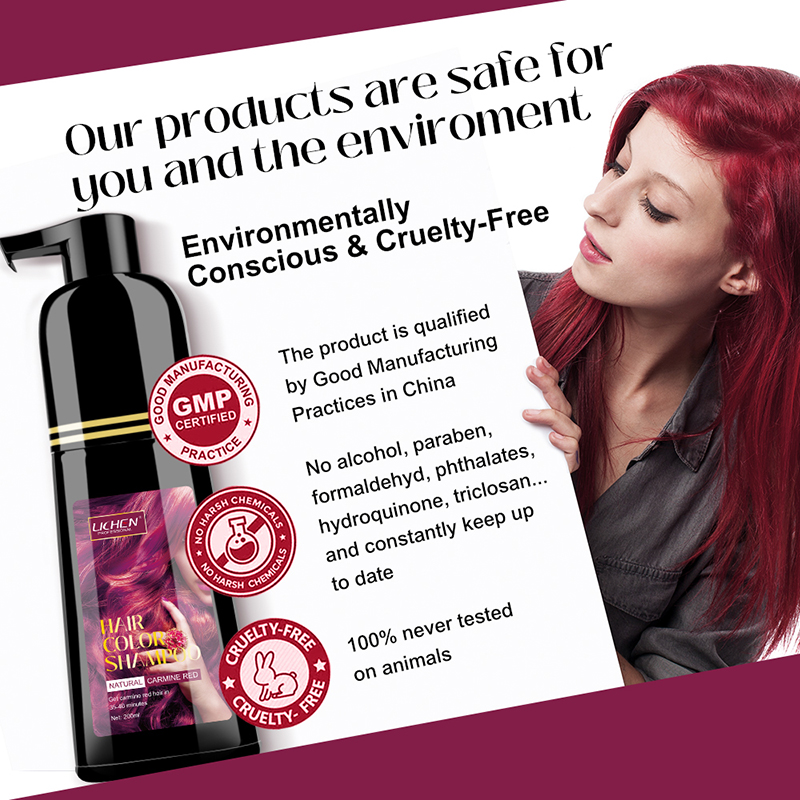 Salon Quality Natural Permanent Red Hair Dye Shampoo