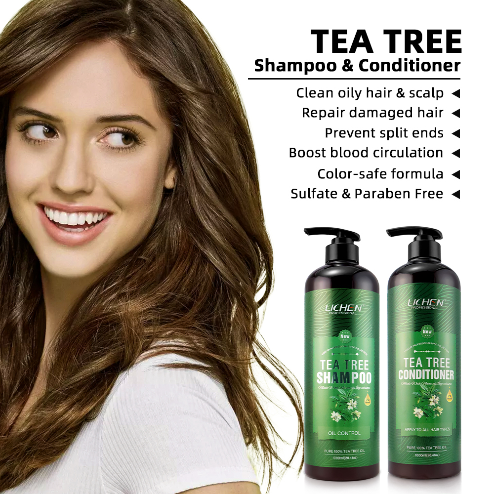 OEM 28.5oz organic oil control anti dandruff anti itch tea tree oil shampoo and conditioner