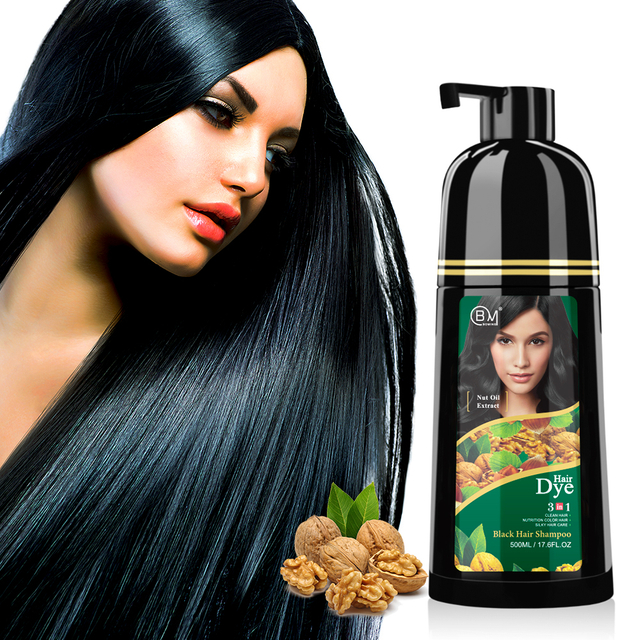3 in 1 Permanent black colour shampoo organic hair dye shampoo for black hair