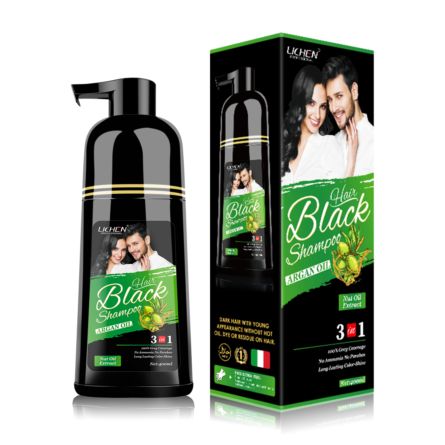 Herbal Black Hair Dye Shampoo for Adults