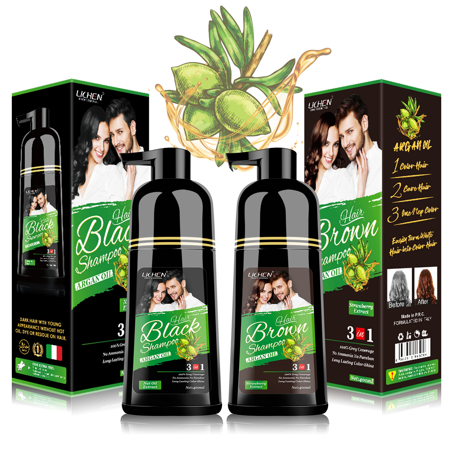 Herbal Black Hair Dye Shampoo for Adults